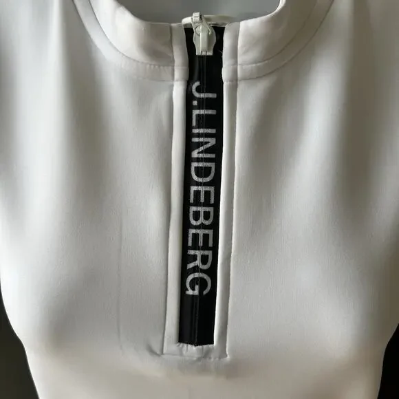 J.Lindeberg White Zane Golf Dress Women's Size Large White Mesh Racerback Sporty - Picture 7 of 13